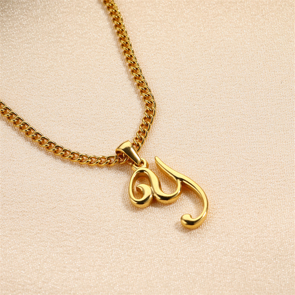 18K Gold Plated Stainless Steel Mini Letter Pendant Necklace