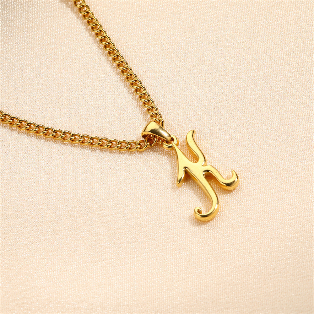 18K Gold Plated Stainless Steel Mini Letter Pendant Necklace