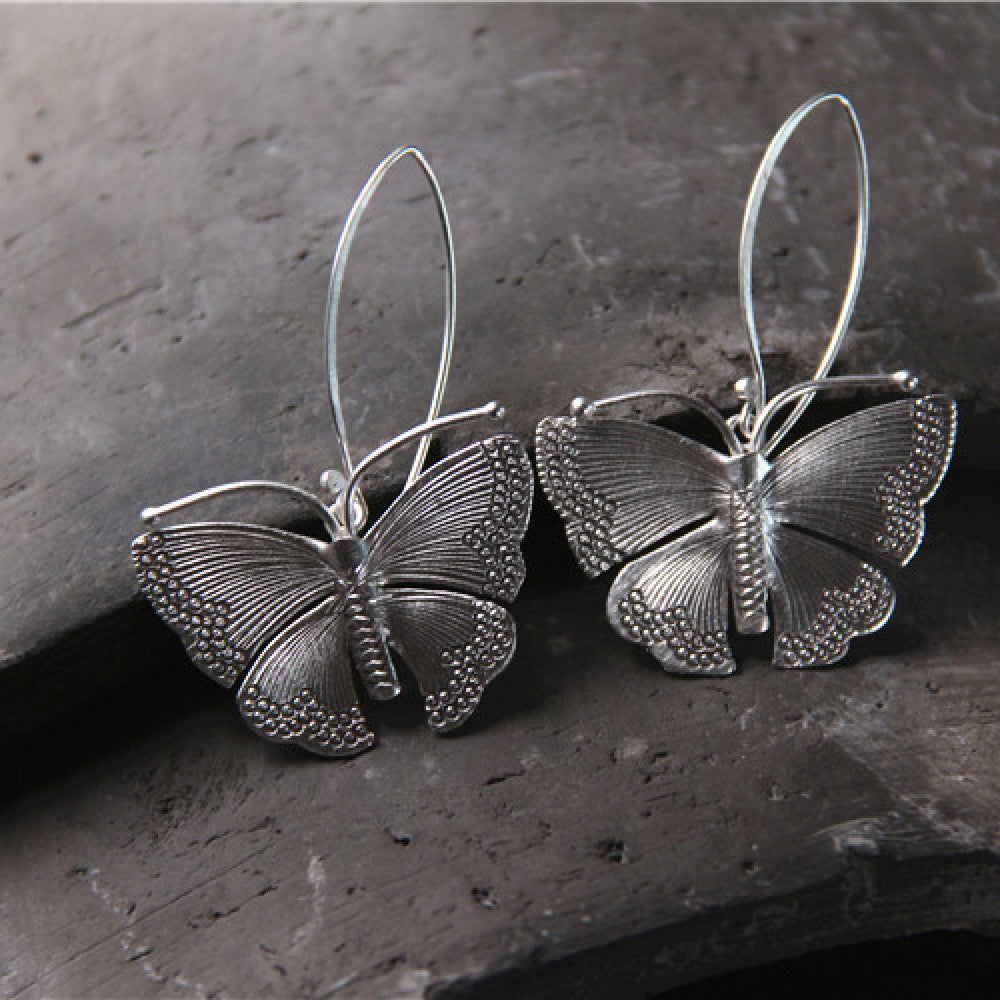 S925 Sterling Silver Vintage Butterfly Earrings – Elegant Women’s Jewelry