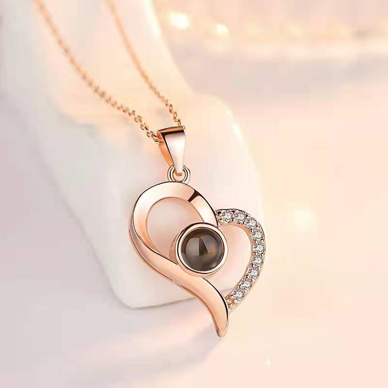 Valentine’s Day Rose Necklace Gift – Metal Jewellery in Gift Box