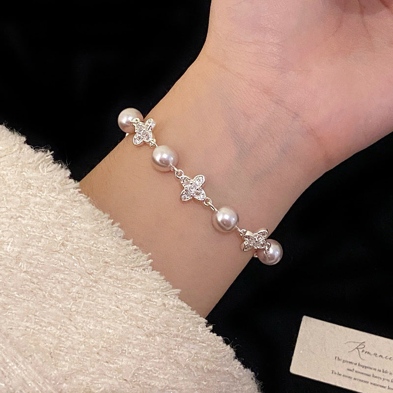 Korean-Style Flower Alloy Bracelet for Women