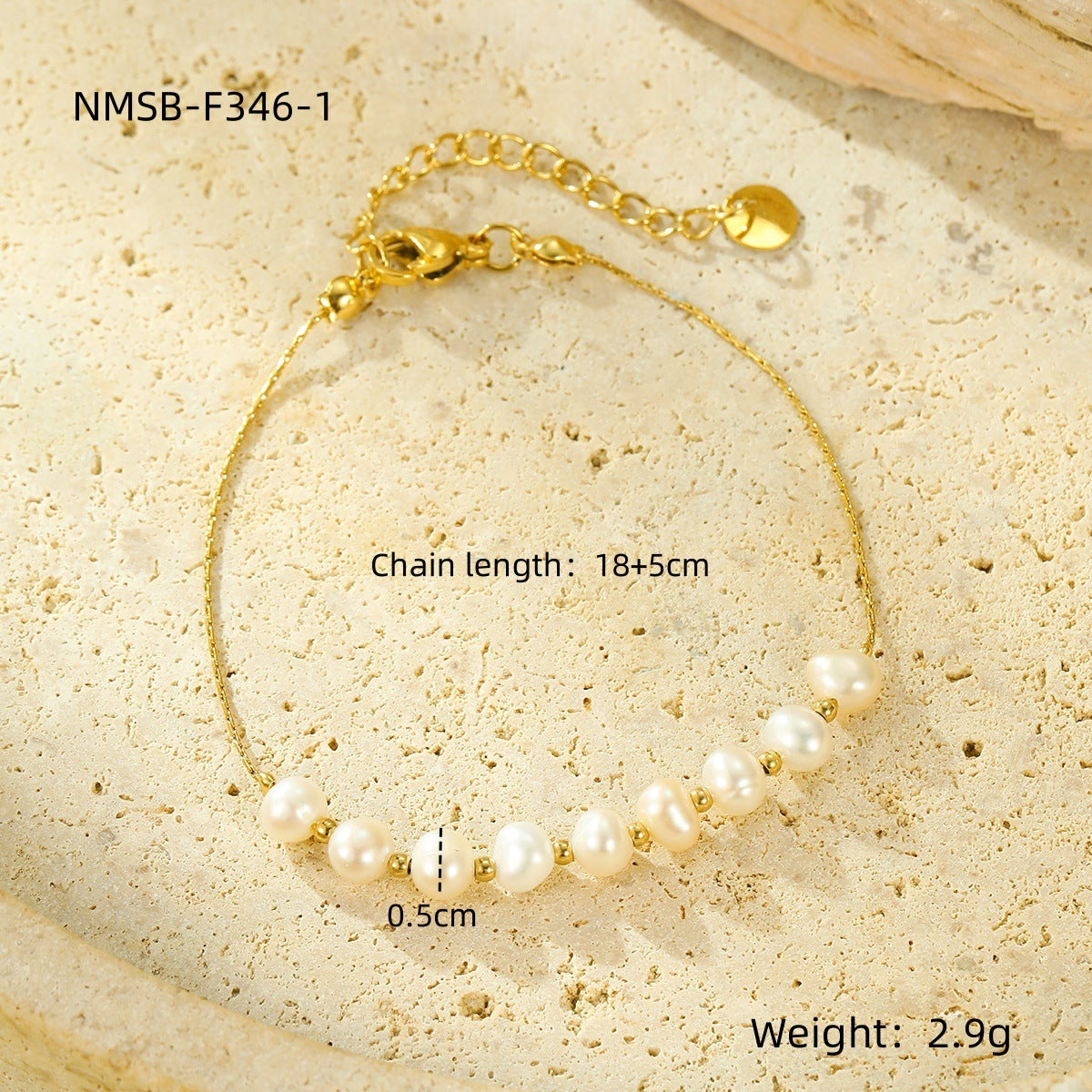 Stainless Steel Bracelet with Natural Stones & Freshwater Pearls – Elegant Design