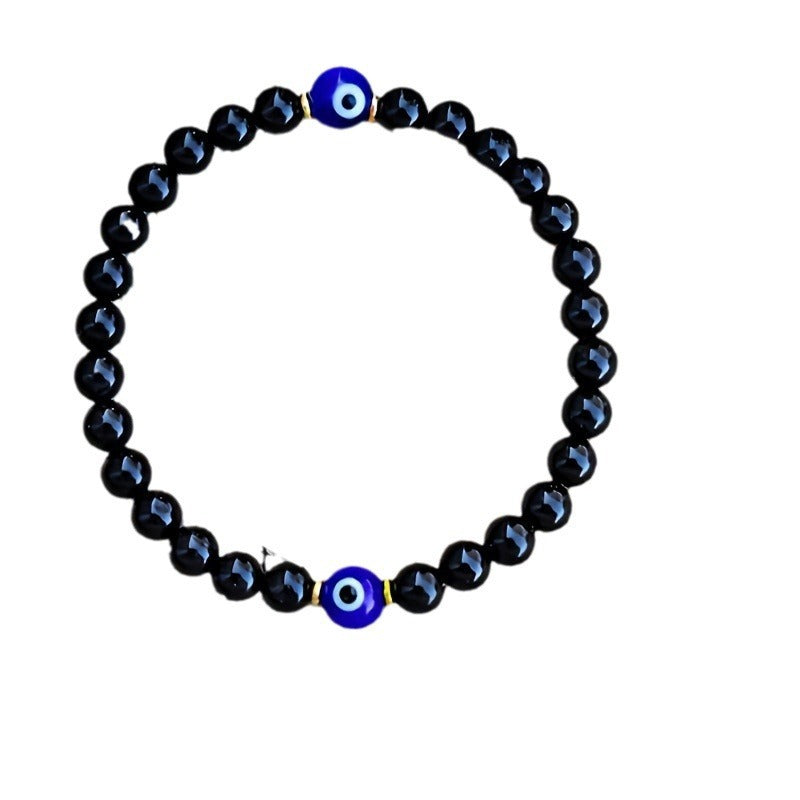 Fashion Devil's Eye 8mm Obsidian Beaded Bracelet