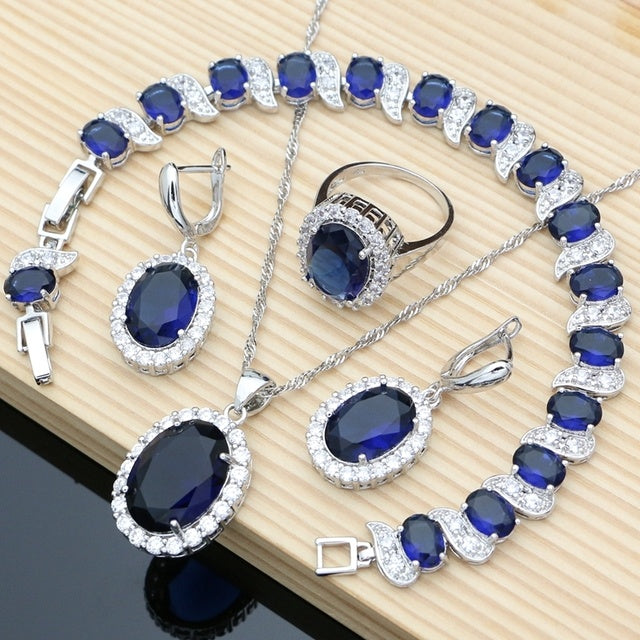925 Silver Mystic Rainbow Cubic Zirconia Necklace and Earrings Set