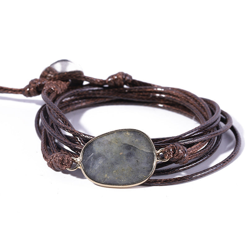 Natural Labradorite Stone Boho Friendship Bracelet – Handmade Ethnic Style