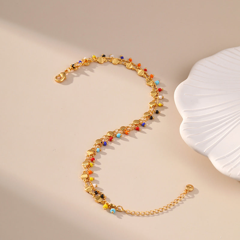Women’s Rice Bead Anklet – Candy Color National Style Foot Jewellery