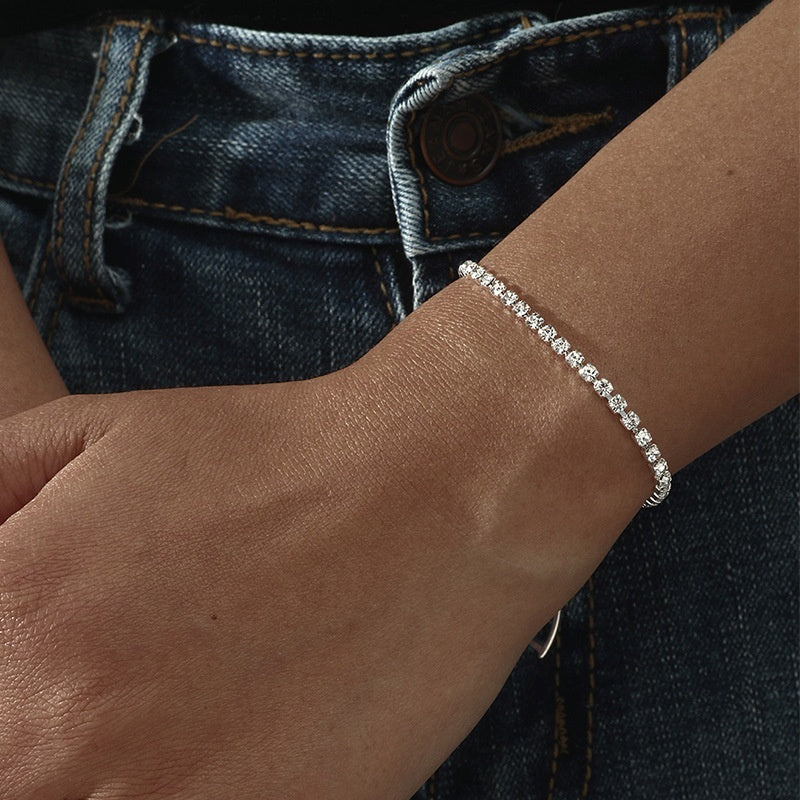 Women’s Three-Row Diamond Bracelet – European & American Style