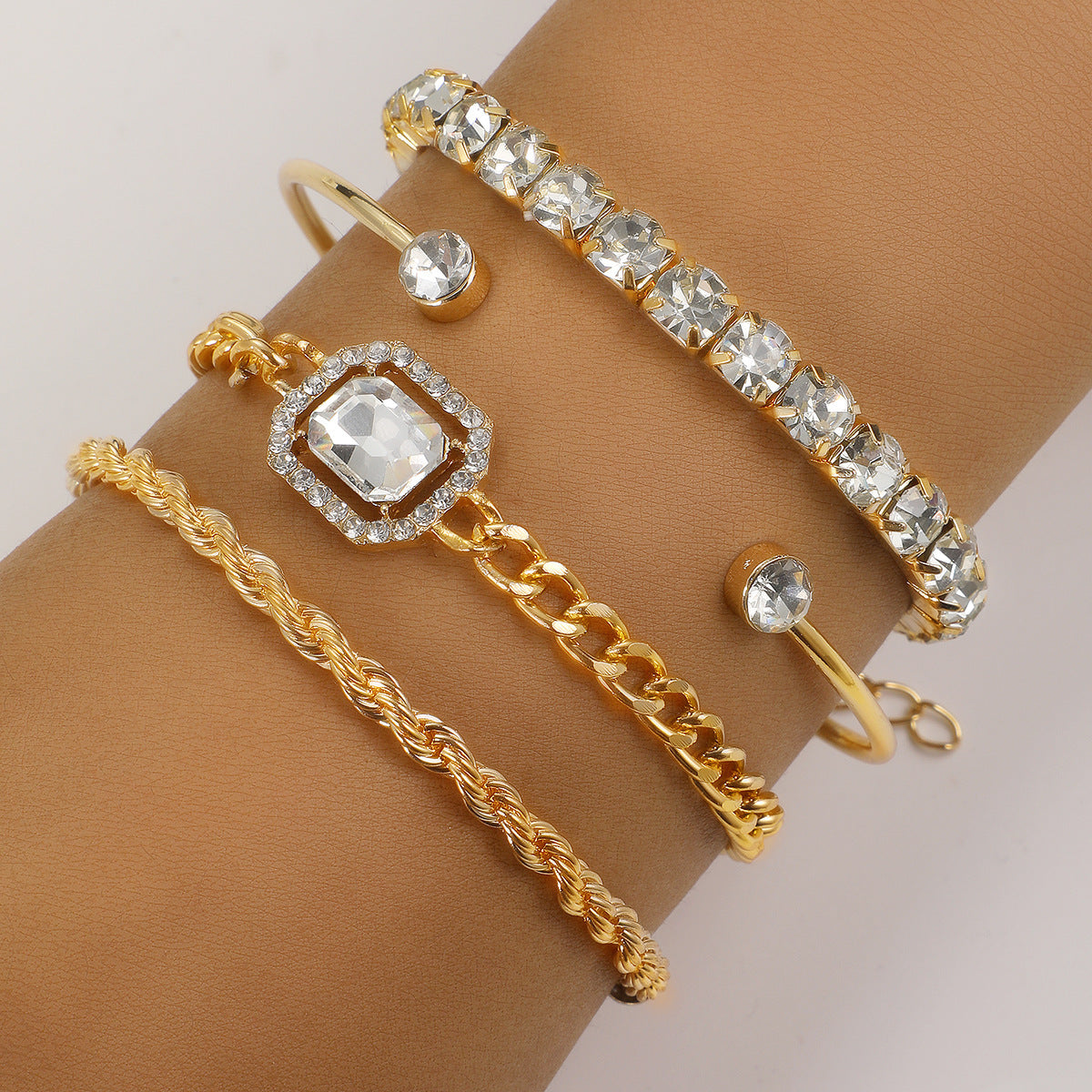 4-Piece Crystal Bracelet Set – Bohemian Women’s Fashion Jewellery