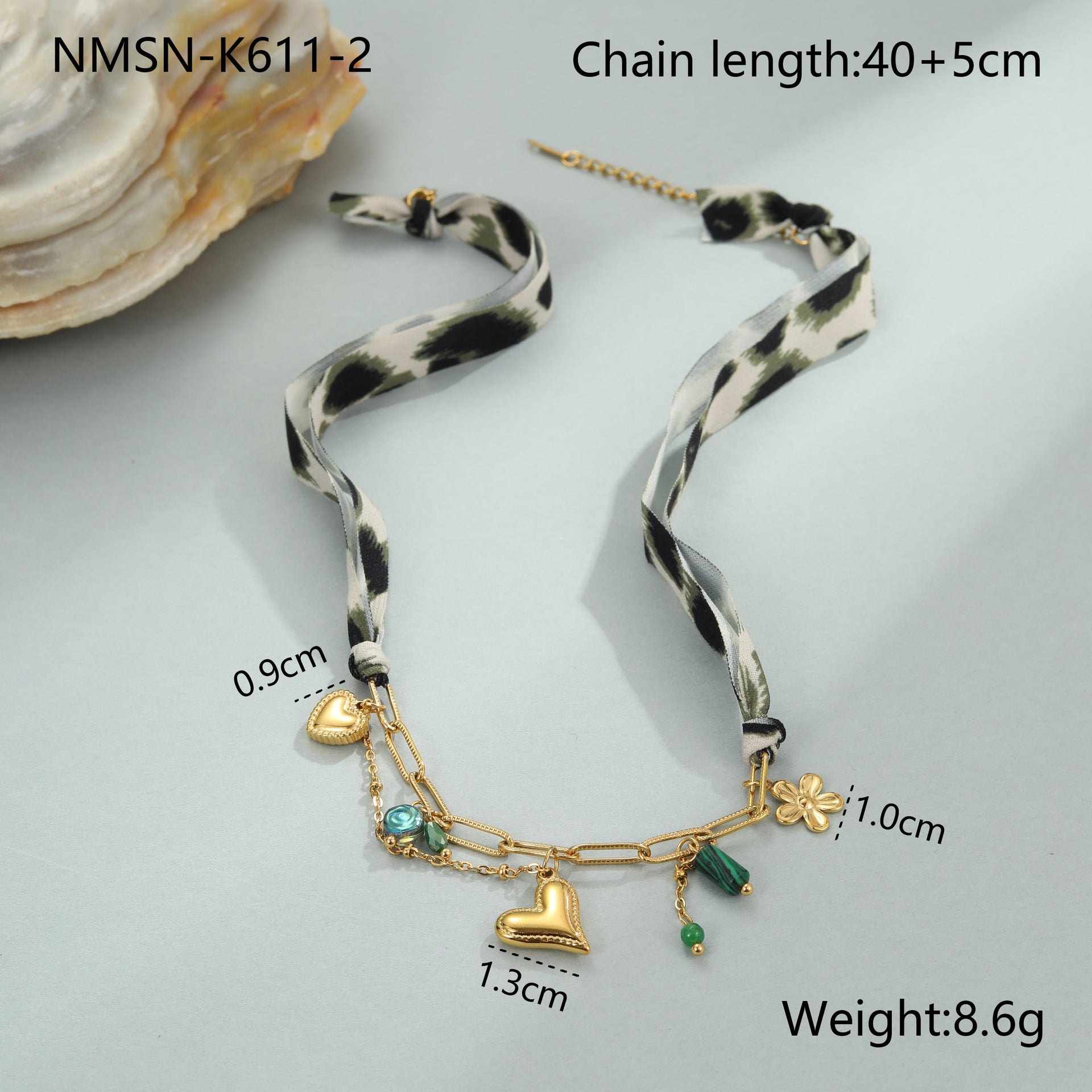 Women’s Leopard Print Pendant Necklace – Sun & Heart Stainless Steel Design