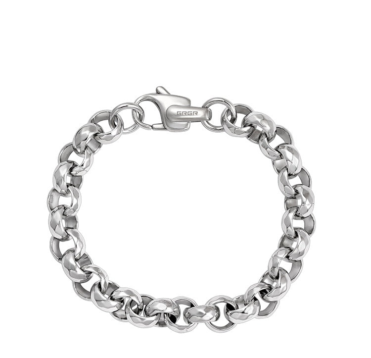 Hip Hop Silver O-Ring Titanium Steel Bracelet – European & American Style