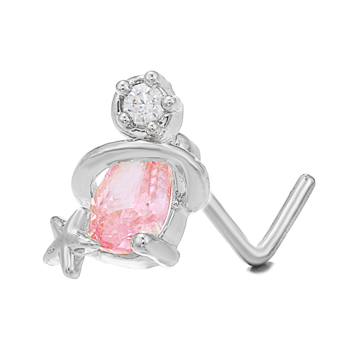 Zircon Geometric Nose Stud – 18K Gold & Brass Fashion Jewellery for Women