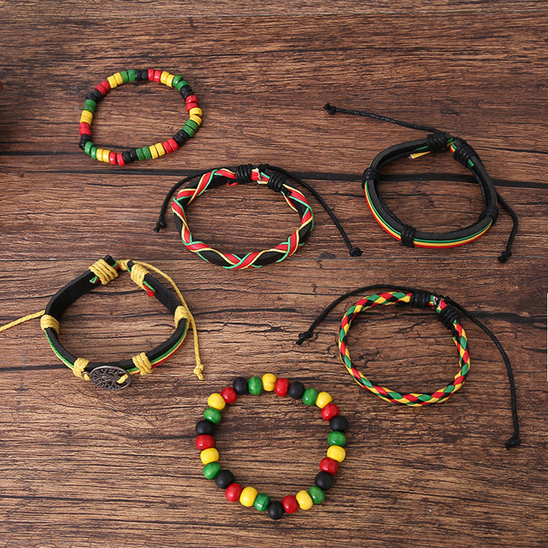 Vintage Hand-Woven Six-Piece Bracelet – Men’s Stylish Accessory