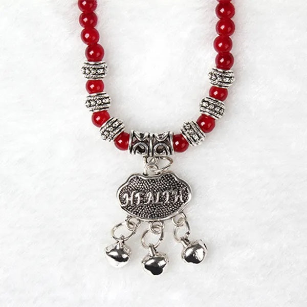 Red Agate Beaded Bracelet with Lucky Lock Charm