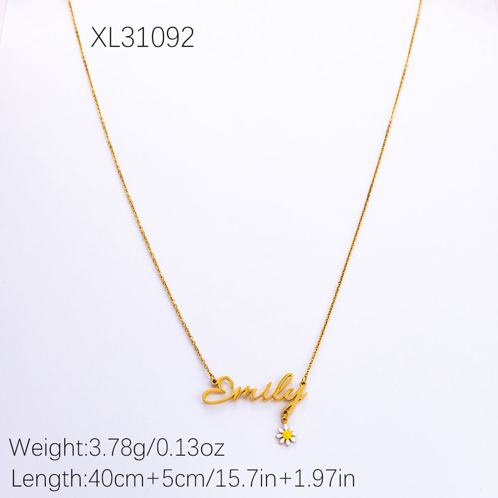 Personalized English Letter Pendant Necklace – 18K Gold Stainless Steel