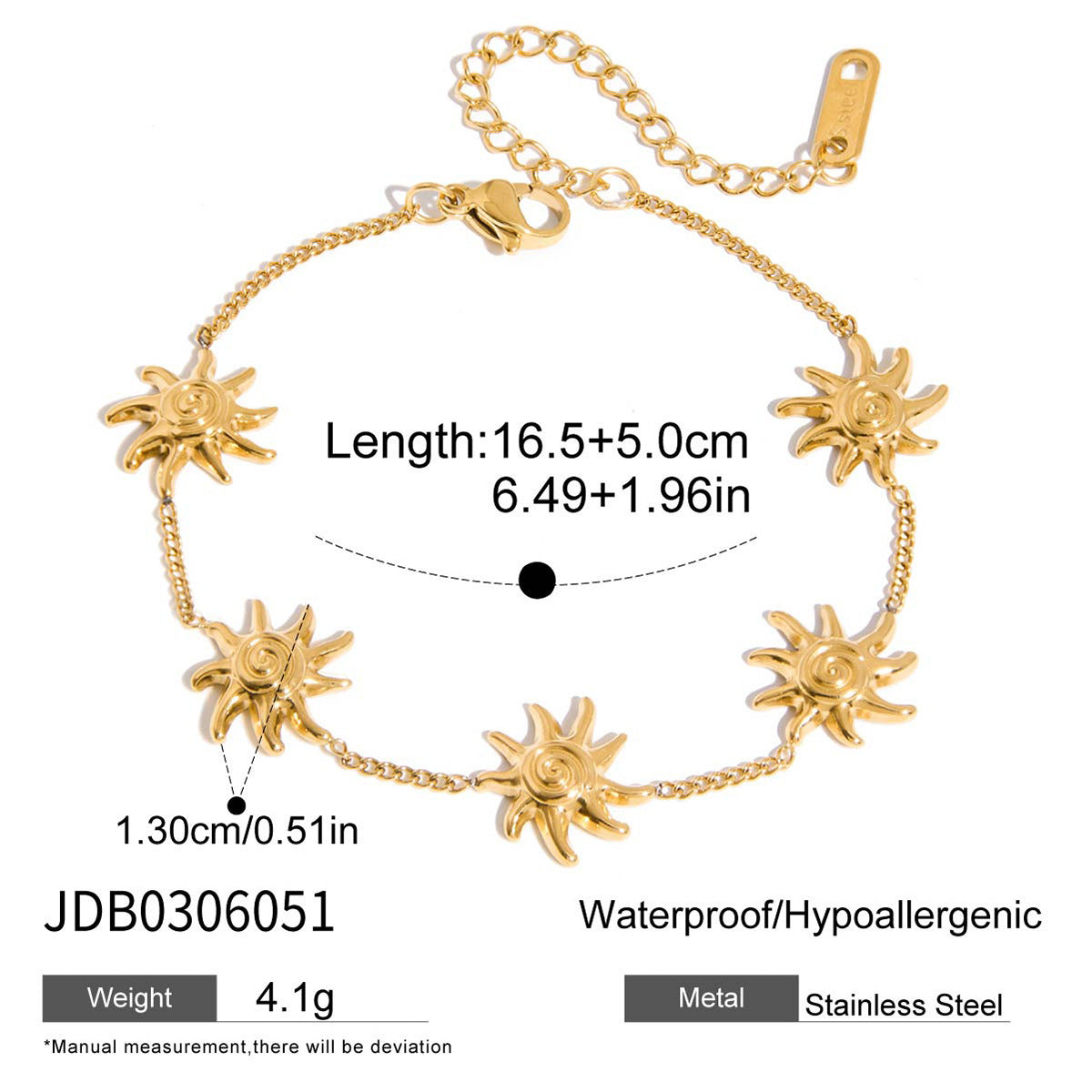 European & American Titanium Steel Bracelet – Light Luxury Sun Design