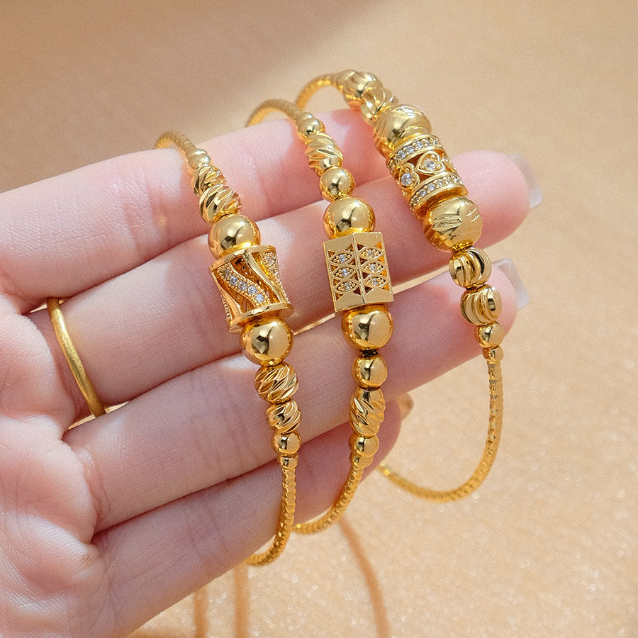 Elegant African Arabic Gold Bracelet for Women – Round Spherical Bangle Jewellery