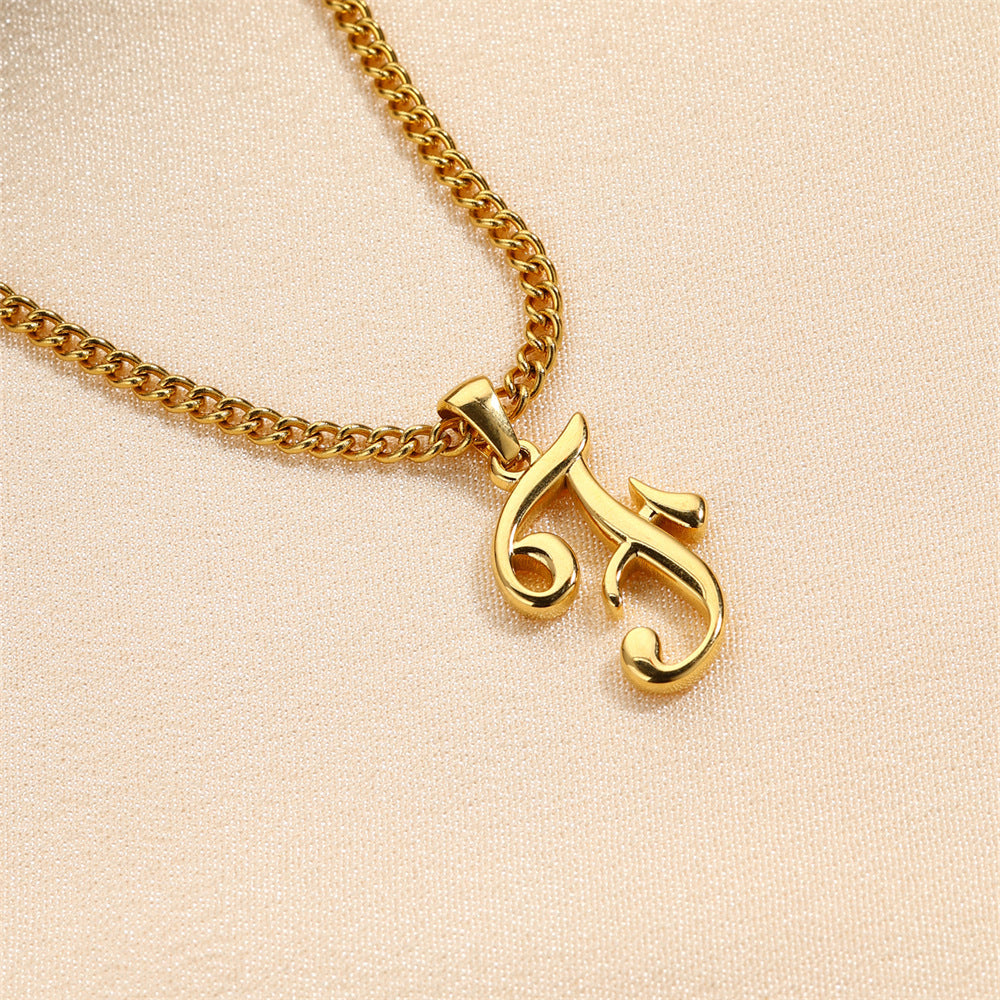 18K Gold Plated Stainless Steel Mini Letter Pendant Necklace