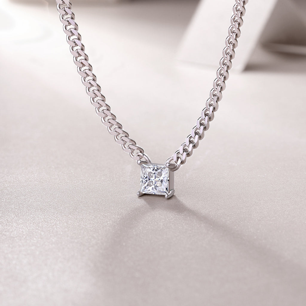 Zhang Yang – Luxurious Square Moissanite Pendant in S925 Sterling Silver
