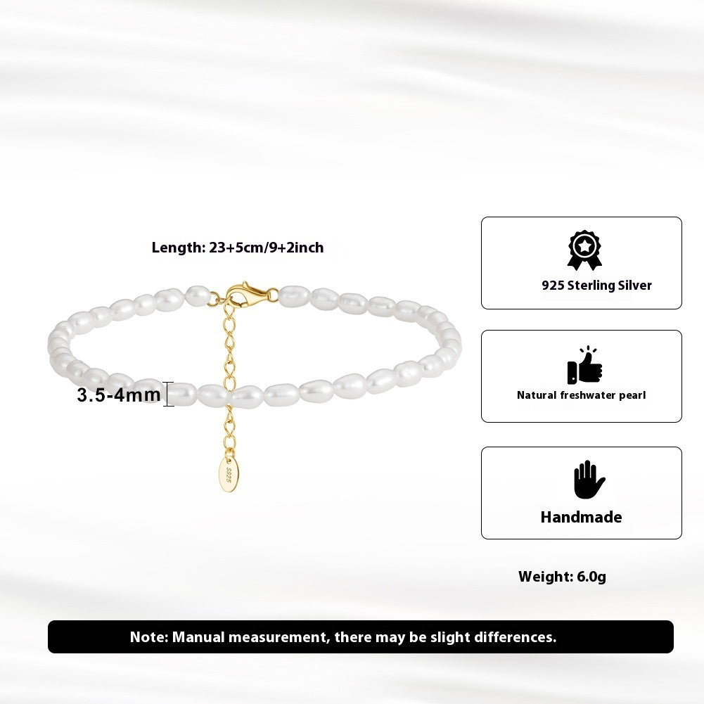 Women’s Beaded Anklet – Rice-Shaped Beads for Party & Gifts