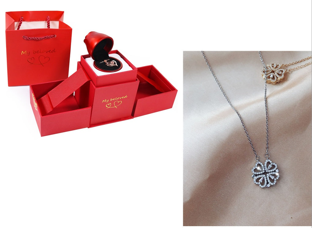 Detachable Four-Leaf Clover Necklace – Women’s Multi-Wear Zircon Chain