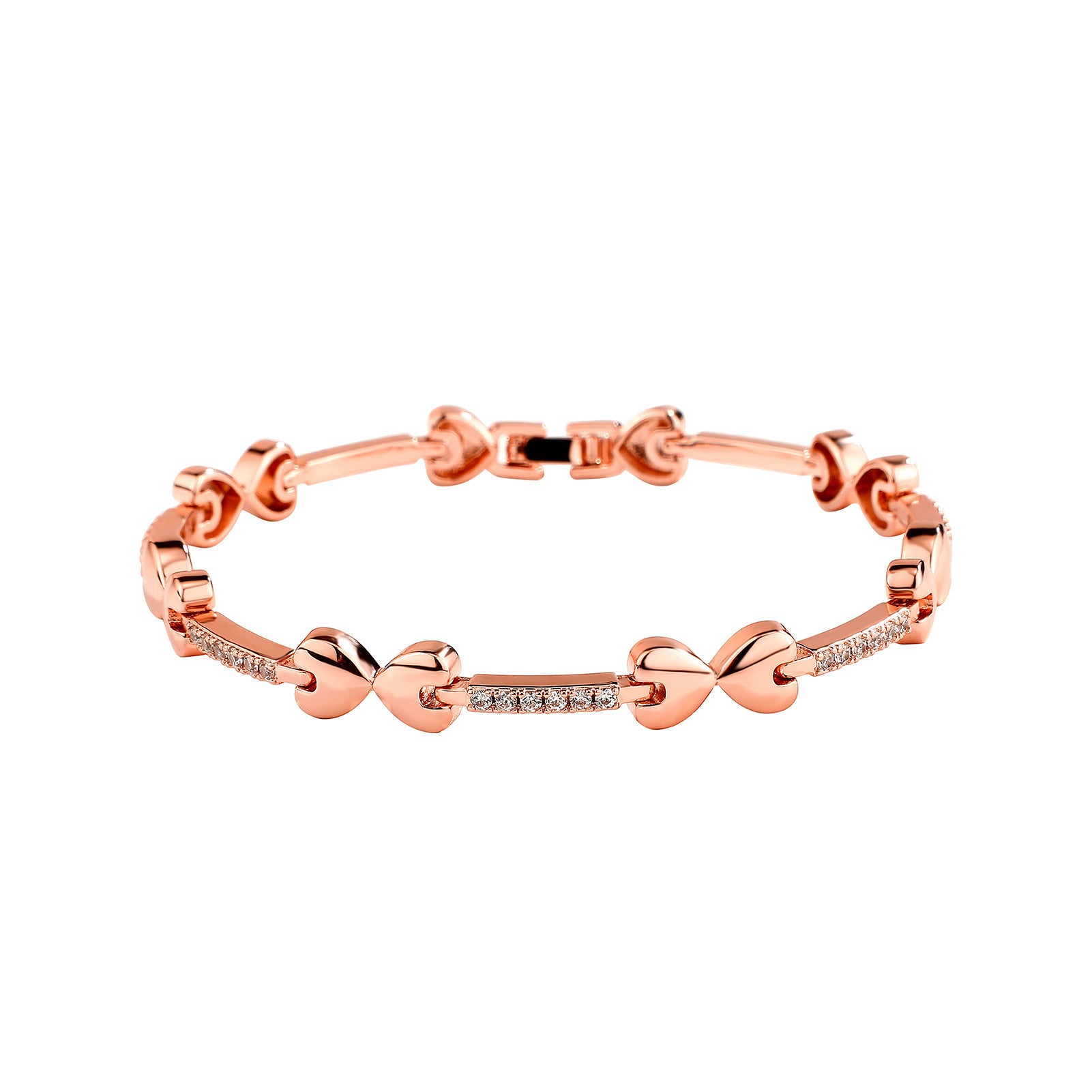 European Hip Hop Tennis Bracelet – Copper Zircon Inlaid with Box Clasp