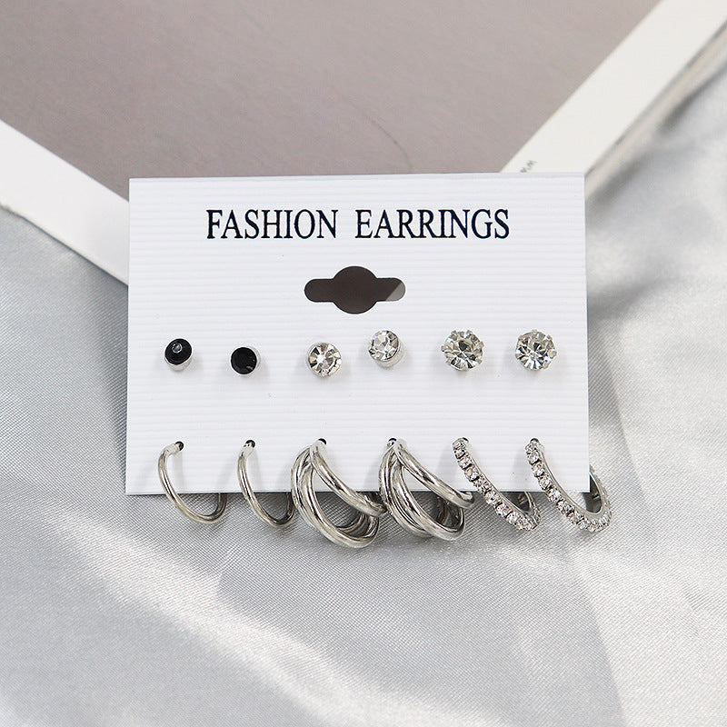 6-Pair Diamond Earrings Set – Simple & Elegant Jewellery for Women