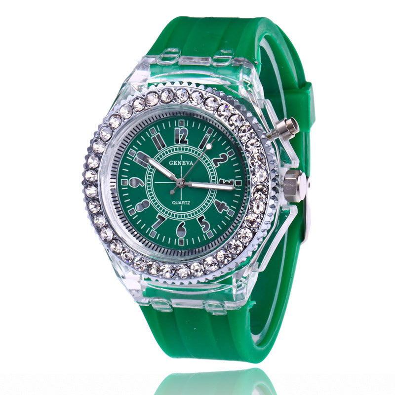 Geneva LED Luminous Women’s Quartz Watch – Silicone Bracelet