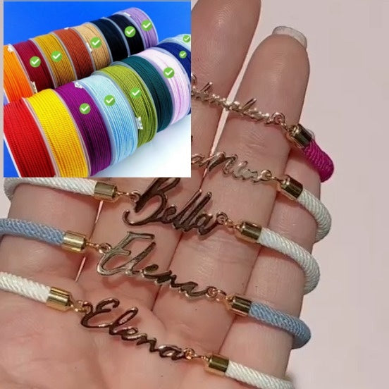 Personalized Colorful Rope Chain Name Bracelet – Adjustable Custom Jewellery for Girls
