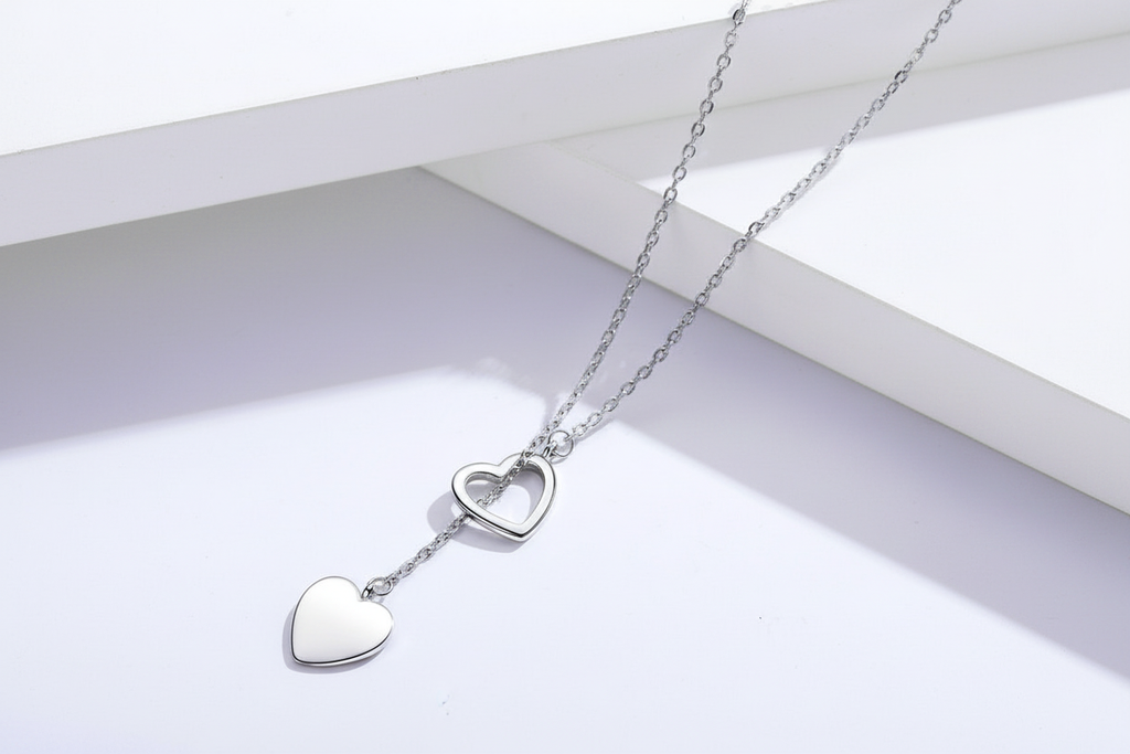 Double Heart Lariat on White Steps