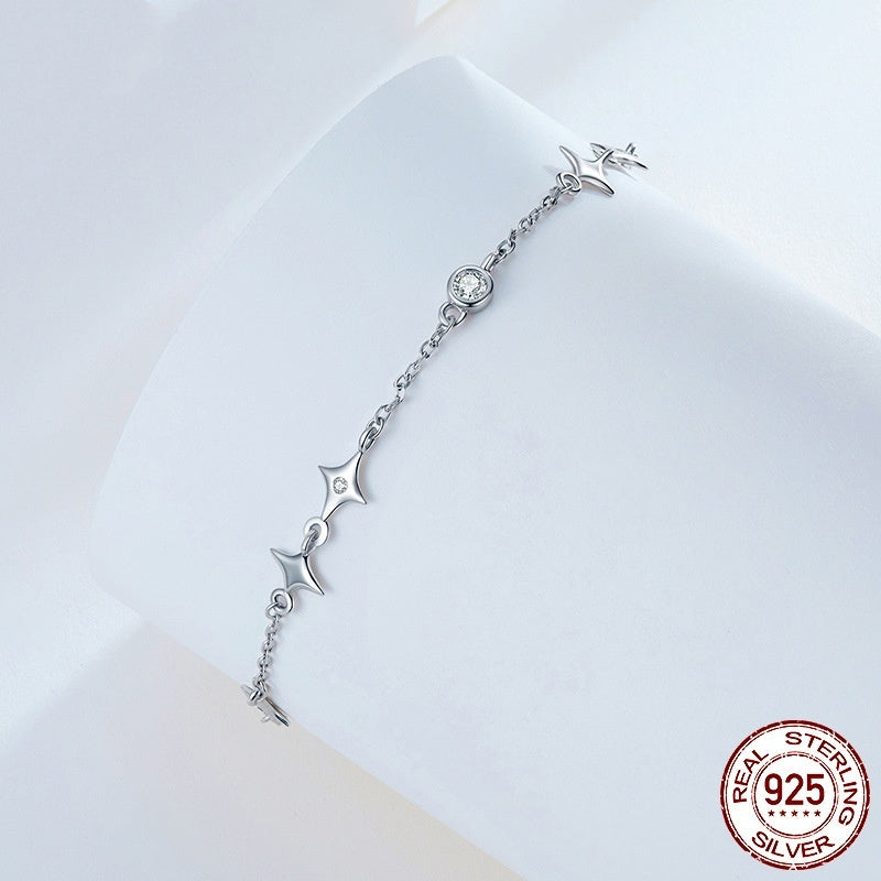 Women’s S925 Sterling Silver Star Bracelet – Electroplated Silver