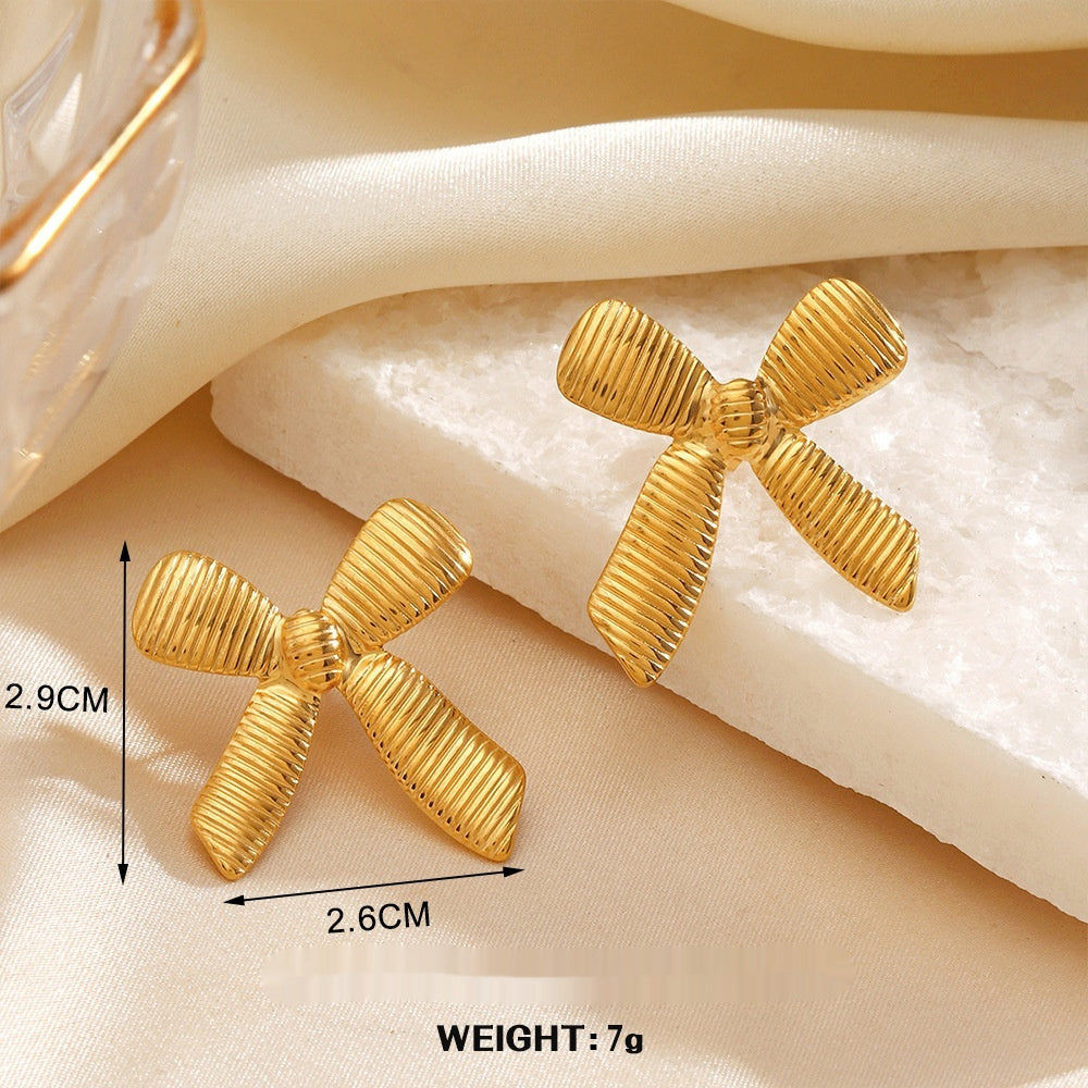 Geometric Round Hip Hop Earrings – Personalized Fan-Shaped Wings, Real Gold-Plated Jewellery