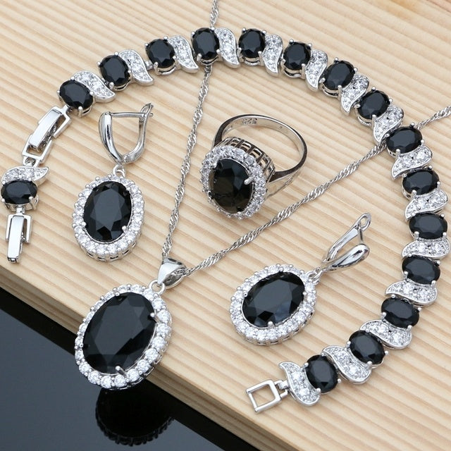 925 Silver Mystic Rainbow Cubic Zirconia Necklace and Earrings Set