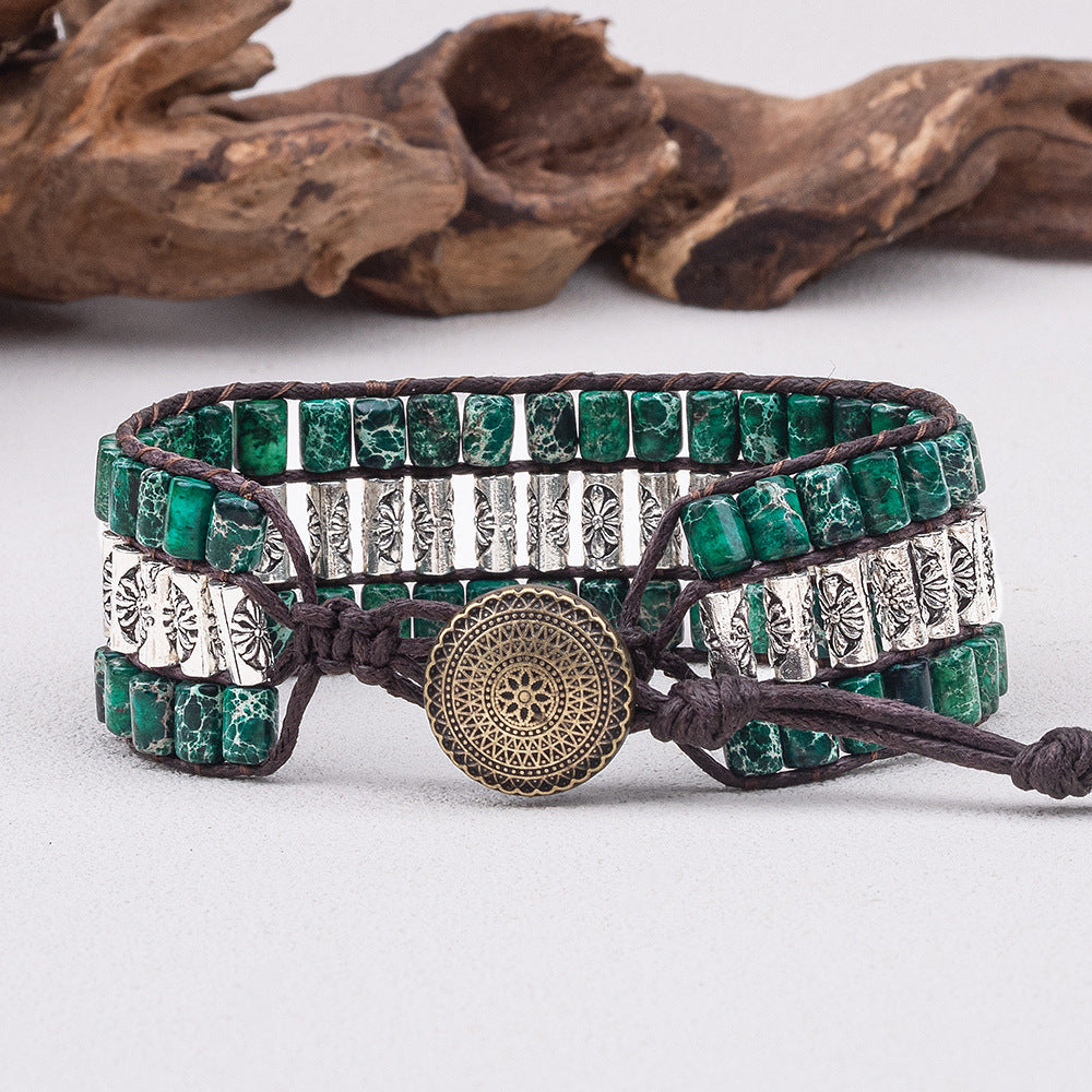 Purple Bohemian Braided Bracelet – Vintage Cylindrical Design