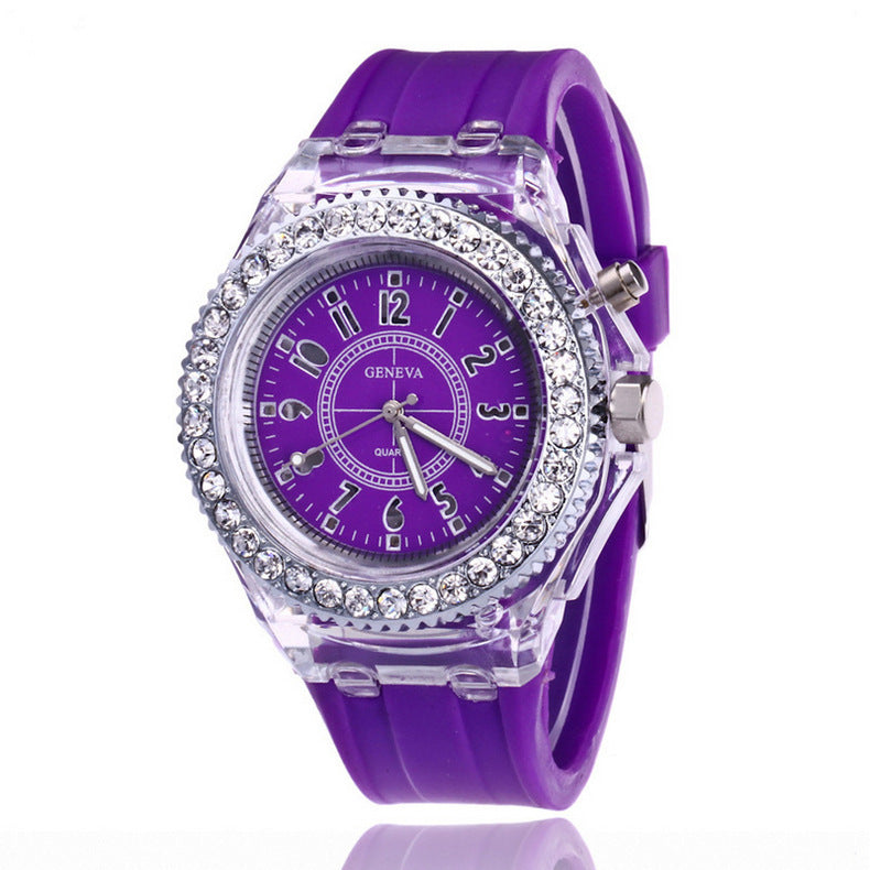 Geneva LED Luminous Women’s Quartz Watch – Silicone Bracelet