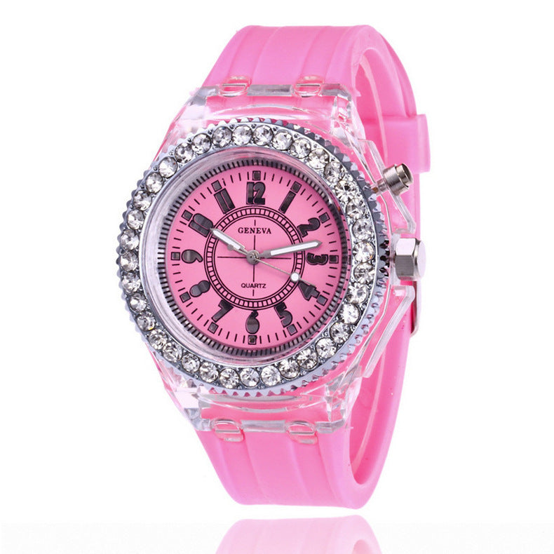 Geneva LED Luminous Women’s Quartz Watch – Silicone Bracelet