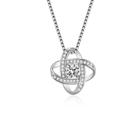 S925 Sterling Silver Four-Leaf Clover Necklace – Full Diamond Women’s Pendant