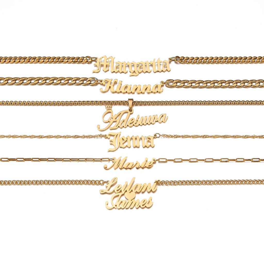 Personalized Letter & Name Necklace with Zircon – Custom Women’s Pendant Jewellery