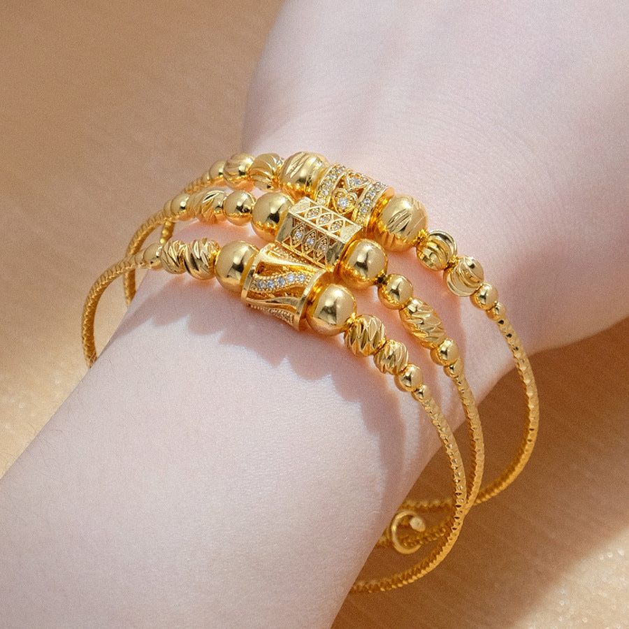 Elegant African Arabic Gold Bracelet for Women – Round Spherical Bangle Jewellery