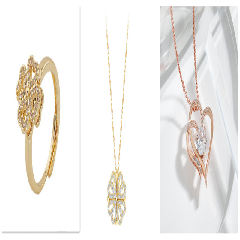 Detachable Four-Leaf Clover Necklace – Women’s Multi-Wear Zircon Chain