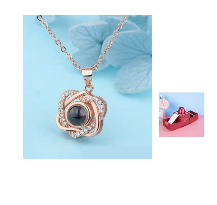 Valentine’s Day Rose Necklace Gift – Metal Jewellery in Gift Box