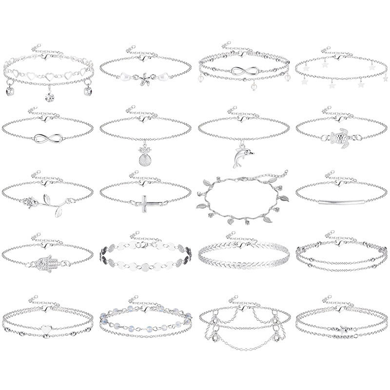 14/16/20-Piece Anklet Set for Women – Gold & Silver Foot Bracelets