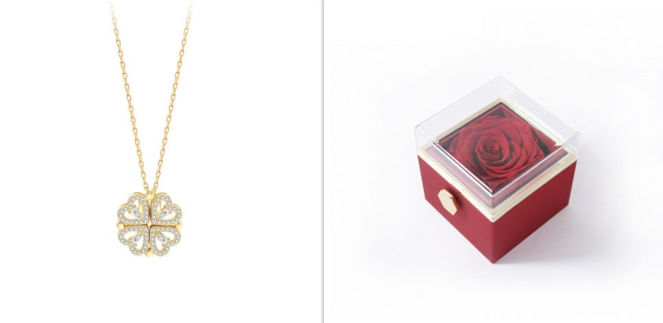 Detachable Four-Leaf Clover Necklace – Women’s Multi-Wear Zircon Chain