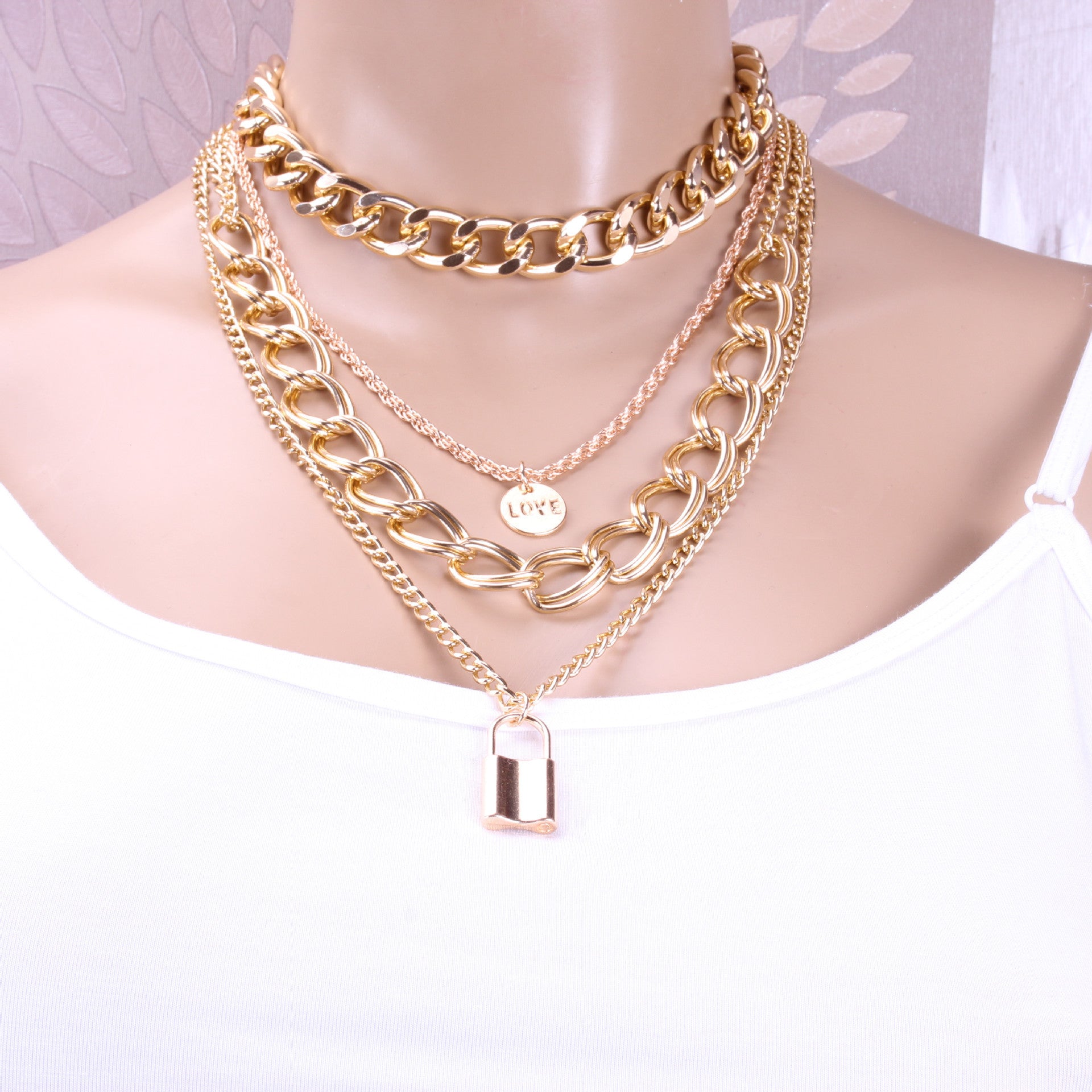Personalized Multi-Layer Lock Pendant Necklace