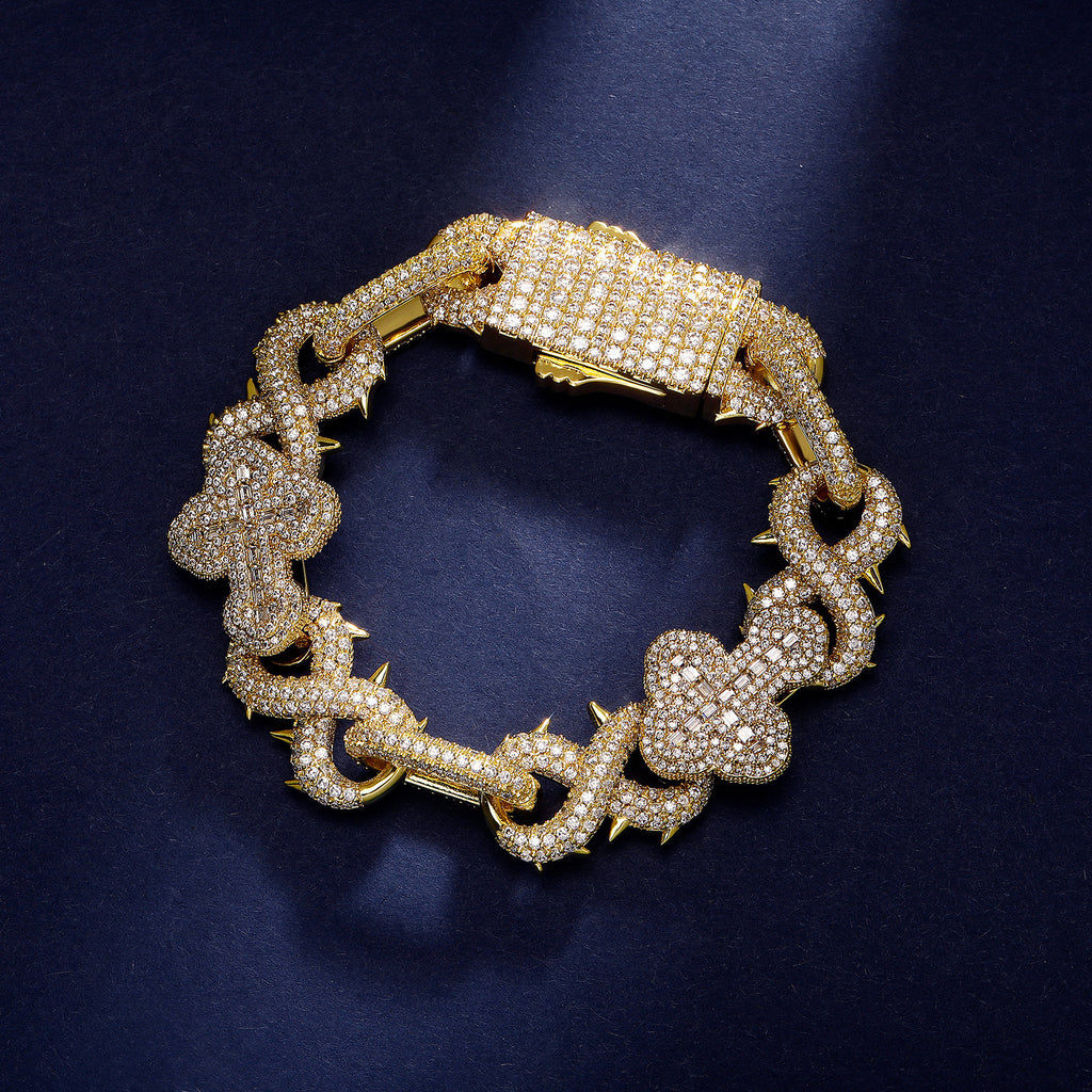 Iced Out 8 Figure Thorn Cuban Chain Necklace – European Hip Hop Style