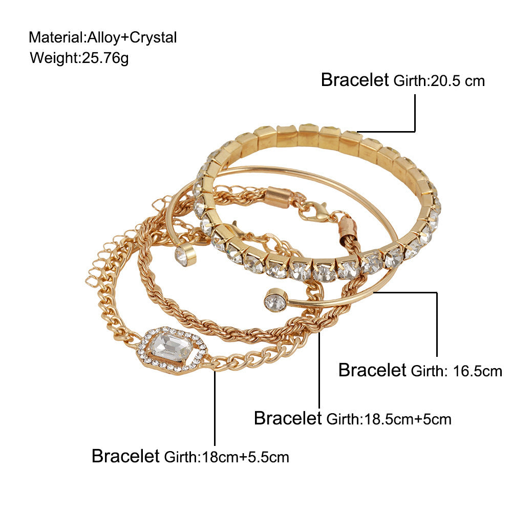 4-Piece Crystal Bracelet Set – Bohemian Women’s Fashion Jewellery