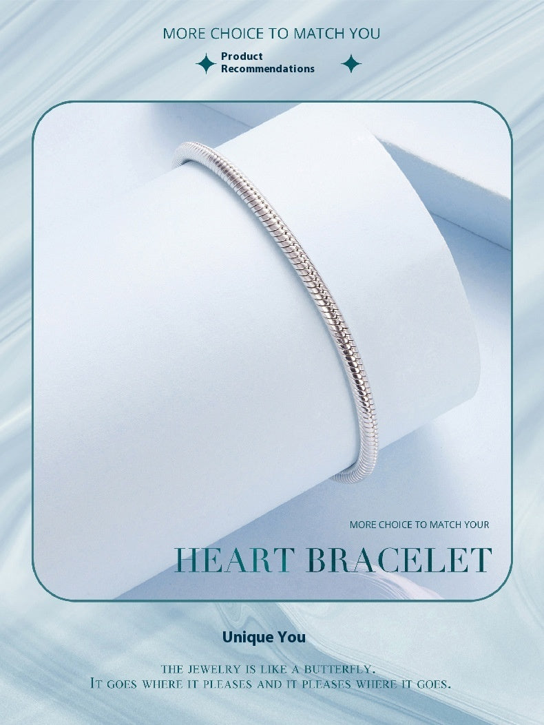 Women’s S925 Sterling Silver Love Bracelet – Electroplated Heart Design