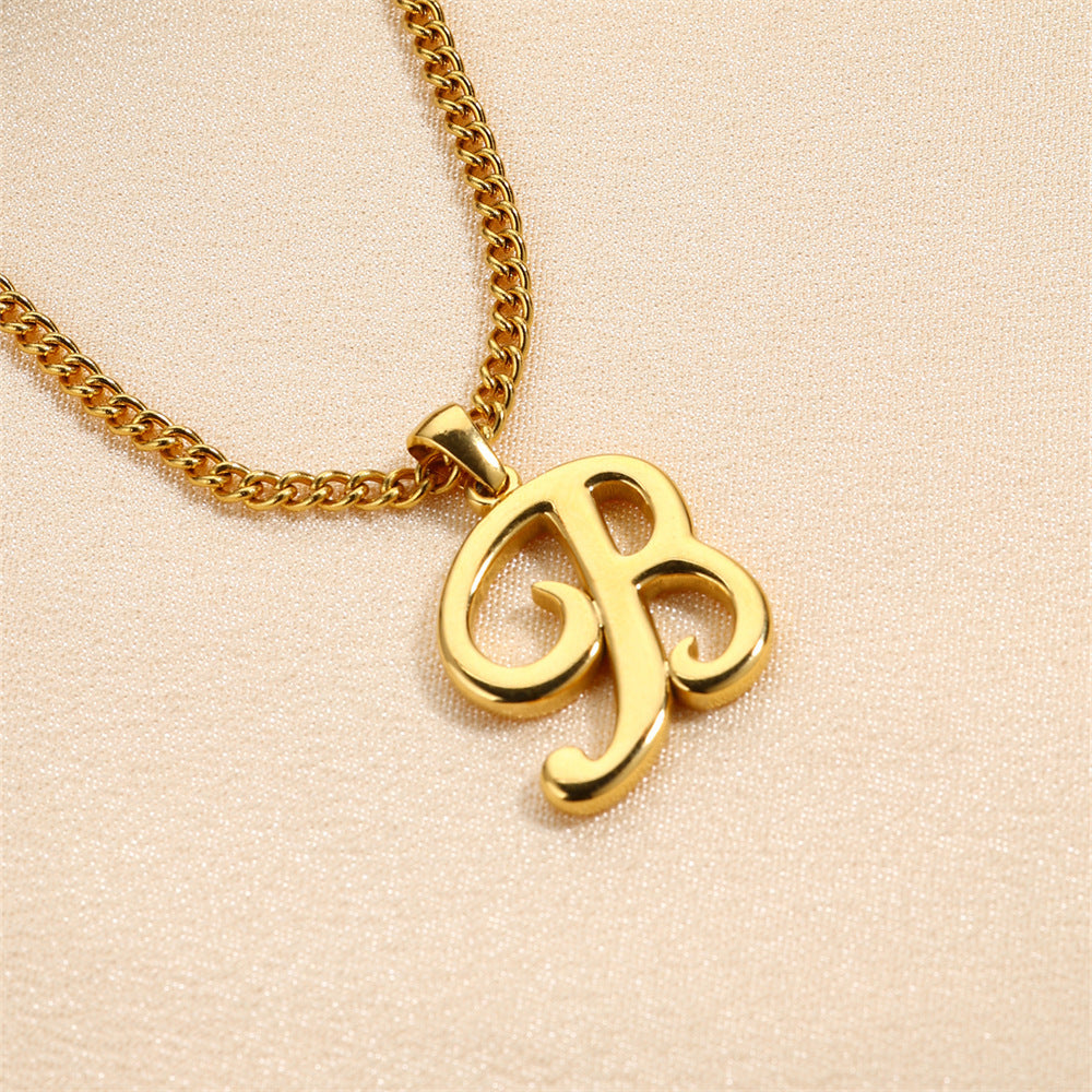 18K Gold Plated Stainless Steel Mini Letter Pendant Necklace