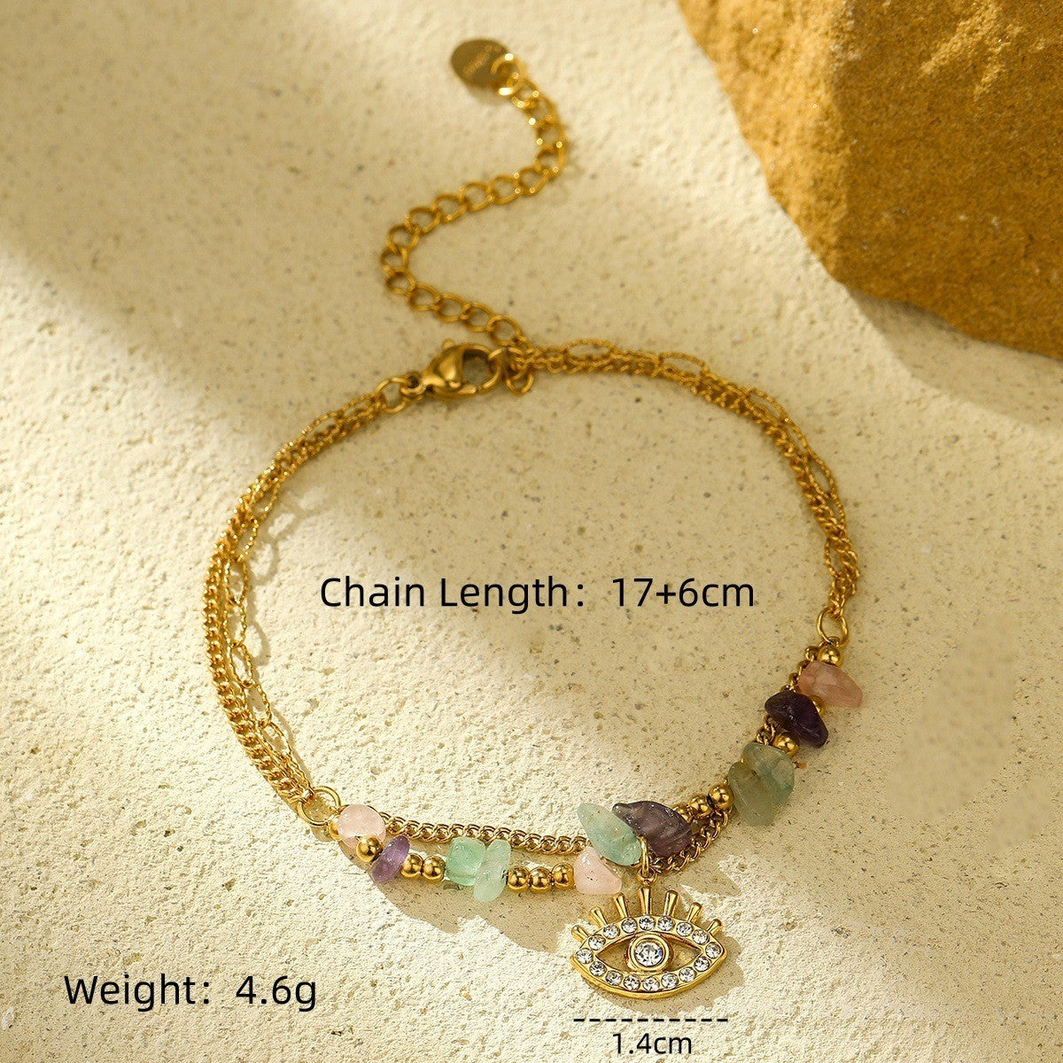 Stainless Steel Bracelet with Natural Stones & Freshwater Pearls – Elegant Design