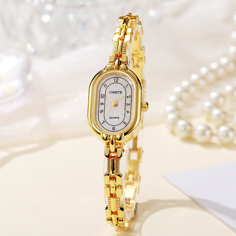 Retro Oval Women’s Fritillary Bracelet Watch – Elegant Student Wristwatch