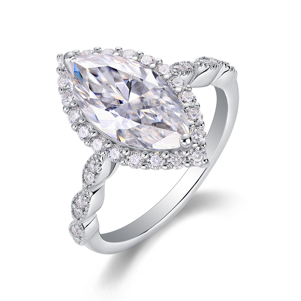 The Realm of Delight Women’s Moissanite Ring – S925 Sterling Silver with Platinum-Plated Diamonds, Elegant Fashion Jewellery